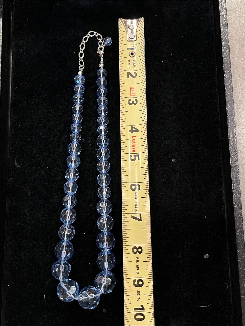 Vintage Crystal Bead Necklace - Clear/Aqua - Picture 5 of 5